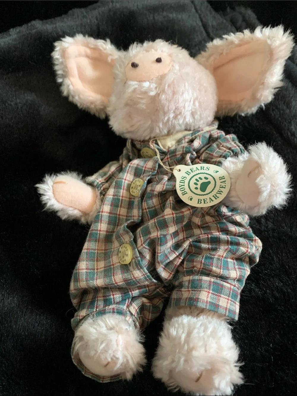 Boyds Bears Soft Pink Plush pig in Plaid Outfit